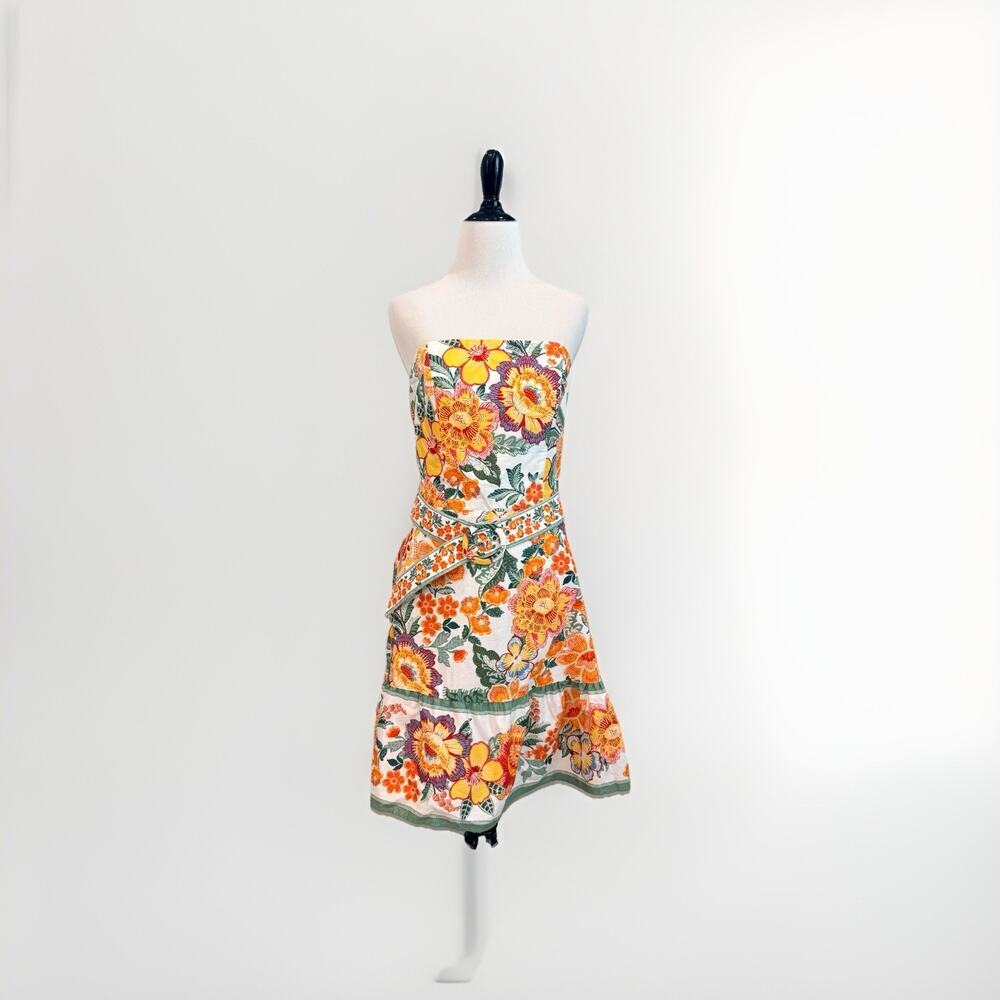 Joie Strapless Dress Women’s Size M 10 Colorful Floral Cruise Vacation Boho - Picture 2 of 15